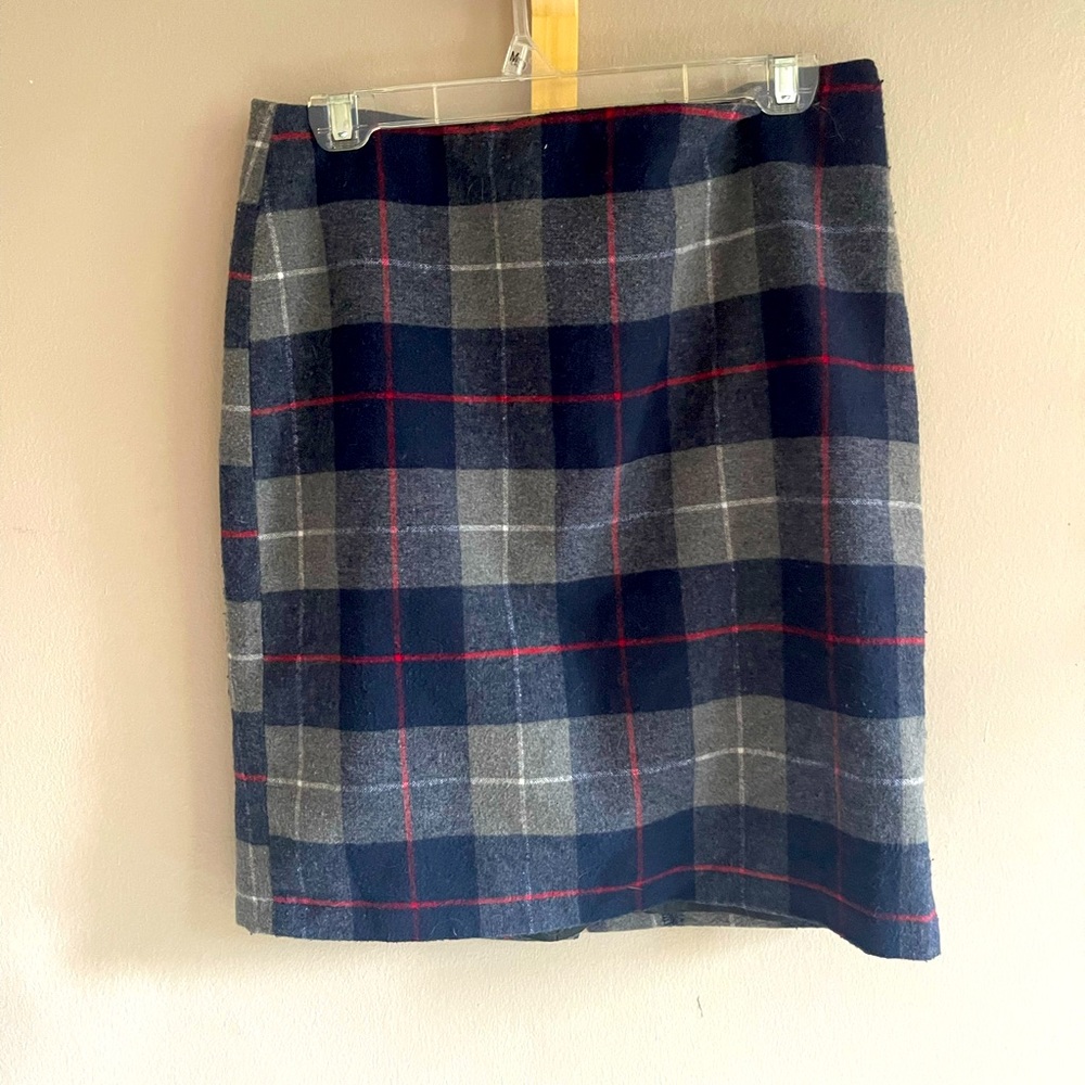 Wool blend plaid skirt